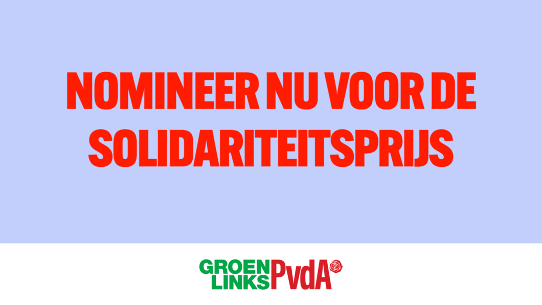 Bericht met tekst: 'Nomineer nu voor de solidariteitsprijs'