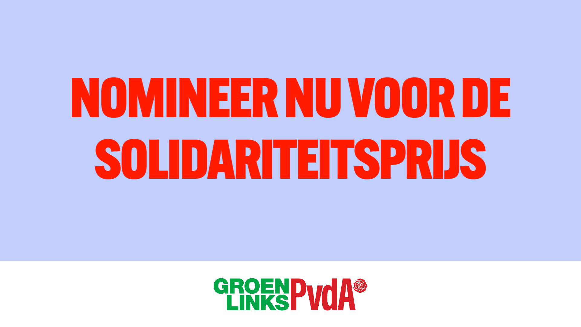 Bericht met tekst: 'Nomineer nu voor de solidariteitsprijs'
